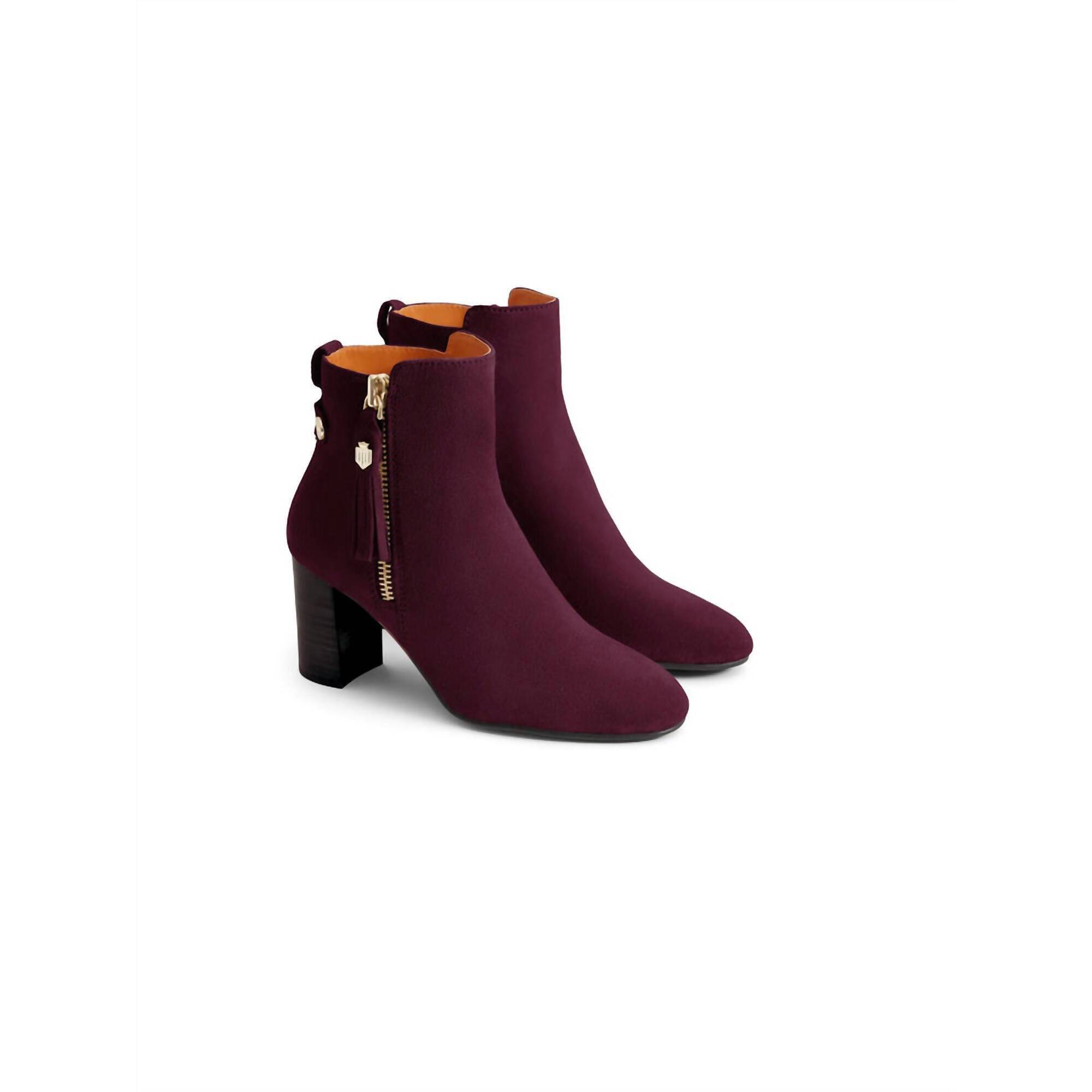 New Fairfax & Favor Women's Oakham Heeled Ankle Boot In Elderberry